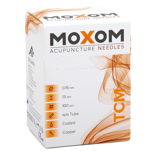 Acupuncture needles with copper handle - MOXOM TCM 100 pcs. (silicone coated ) 0,16 x 13 mm, 1022094, акупунктурные иглы MOXOM
