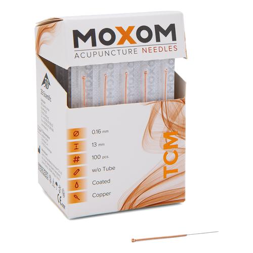 Acupuncture needles with copper handle - MOXOM TCM 100 pcs. (silicone coated ) 0,16 x 13 mm, 1022094, Agulhas de acupuntura MOXOM