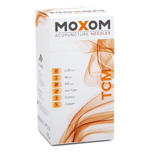 Acupuncture needles with copper handle - MOXOM TCM 100 pcs. (silicone coated) 0,25 x 40 mm, 1022098, Agulhas de acupuntura MOXOM