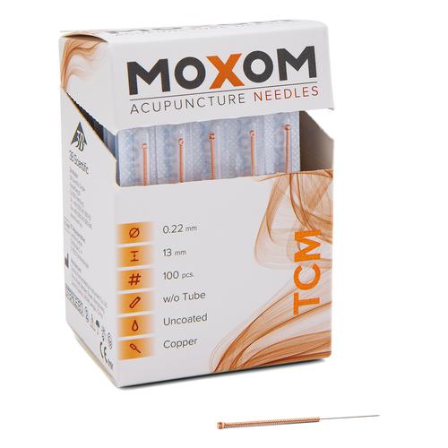 Acupuncture needles with copper handle - MOXOM TCM 100 pcs. (Uncoated) 0,22 x 13 mm, 1022099, Agulhas de acupuntura MOXOM