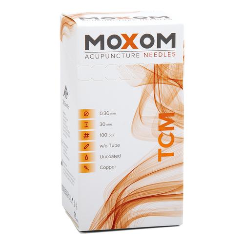 Acupuncture needles with copper handle - MOXOM TCM 100 pcs. (Uncoated) 0,30 x 30 mm, 1022102, Agulhas de acupuntura MOXOM