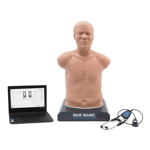 SAM Basic® - Affordable Adult Auscultation Manikin mit Laptop, hellhäutig, 1024090, Auskultation