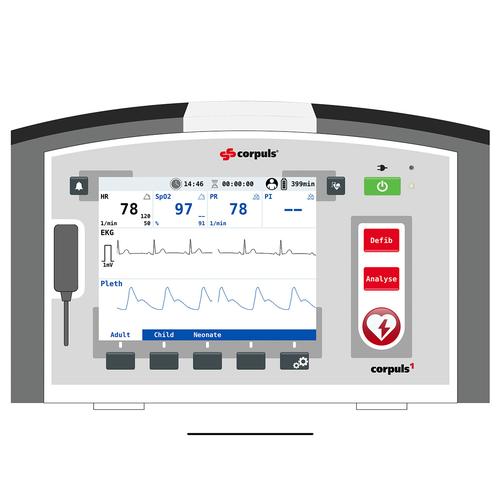 Симулятор экрана монитора пациента corpuls1 для REALITi360, 8000966, Тренажеры по автоматической наружной дефибрилляции (AED)