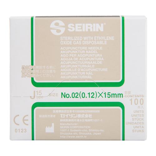 SEIRIN ® tipo J, incomparavelmente suave Diâmetro 0,12 mm Comprimento 15 mm Cor da verde escuro, 1002411 [S-J1215], Agulhas de acupuntura SEIRIN