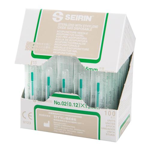 SEIRIN ® tipo J, incomparavelmente suave Diâmetro 0,12 mm Comprimento 15 mm Cor da verde escuro, 1002411 [S-J1215], Agulhas de acupuntura SEIRIN