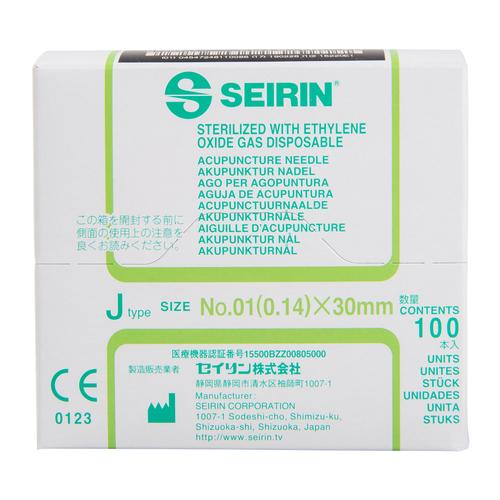 SEIRIN ® tipo J -  0,14 x 30 mm, verde do cal,  100 peças por caixa., 1002414 [S-J1430], Agulhas de acupuntura SEIRIN