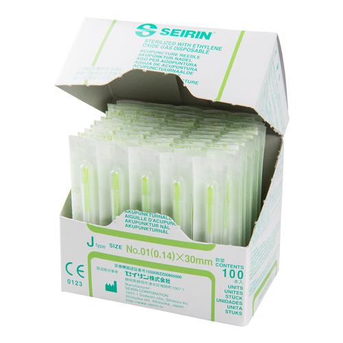 SEIRIN ® tipo J -  0,14 x 30 mm, verde do cal,  100 peças por caixa., 1002414 [S-J1430], Agulhas de acupuntura SEIRIN