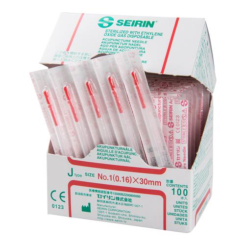 SEIRIN ® tipo J - 0,16 x 30 mm, vermelho, 100 peças por caixa., 1002416 [S-J1630], Agulhas de acupuntura SEIRIN