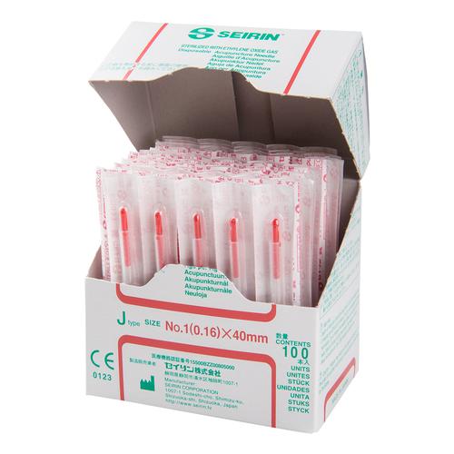 S-J1640 SEIRIN J-Type needle with guide tube Diameter: 0.16 mm Length: 40 mm Colour: red, 1002417 [S-J1640], Acupuncture Needles SEIRIN