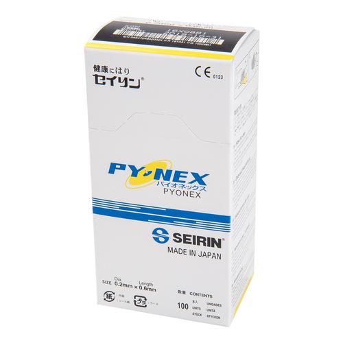 New PYONEX – A agulha permanente suave com novo design
diâmetro 0,15  mm comprimento 0,60  mm
Cor amarelo, 1002471 [S-PY], Agulhas de acupuntura SEIRIN