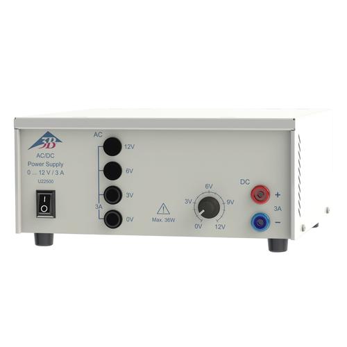 Fuente de alimentación de CA/CC,
0−12 V, 3 A (115 V, 50/60 Hz), 1021092 [U22500-115], Alimentacións