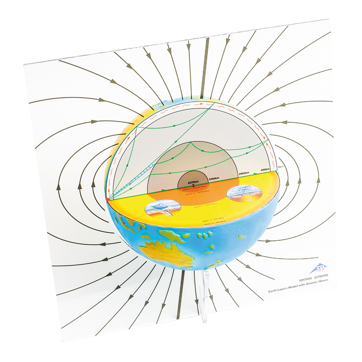 Modelo de las capas de la Tierra con ondas sísmicas - 1017593 - U70010 -  Seismology - 3B Scientific